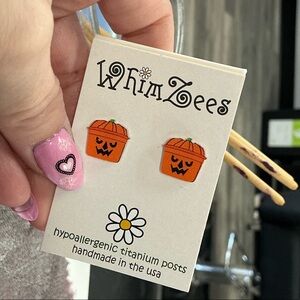 Orange McDonalds Pumpkin Bucket Earrings